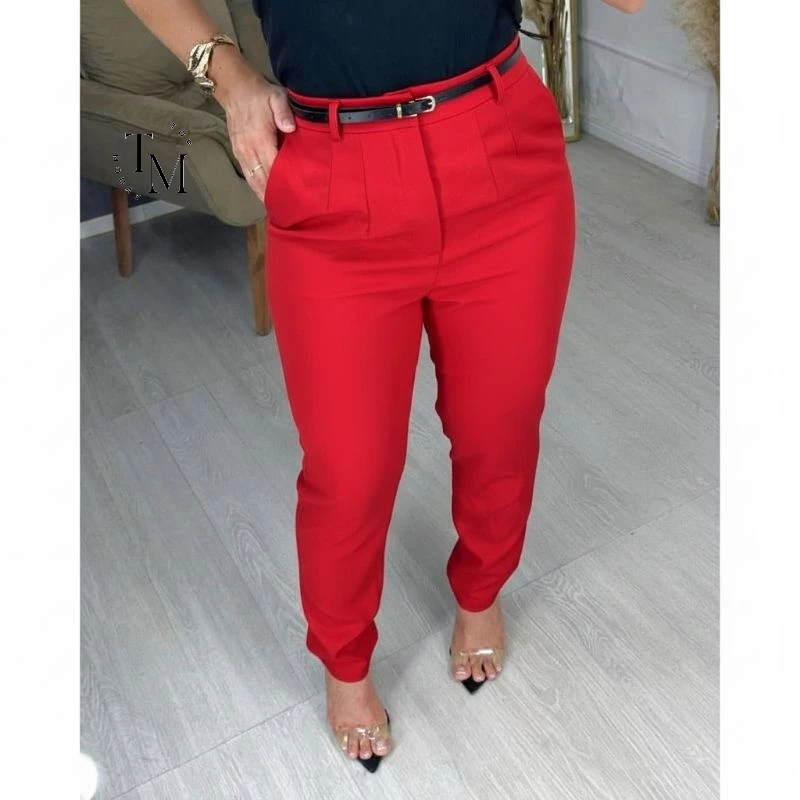 Calça Feminina Social Cintura Alta  Casual Alfaiataria Feminina em Oferta na Shopee