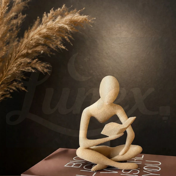 Escultura Leitor – Estatueta Decorativa Moderna Abstrata com Livro para Sala e Escritório