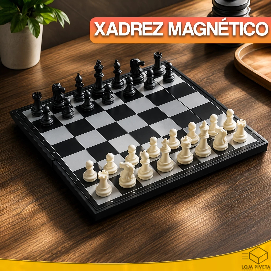 Jogo Xadrez Magnético 20cm Tabuleiro Dobrável 20cm Chess Com Imã Portátil Estratégia
