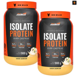 Kit 2x Whey Isolate Protein 900g Zero Lactose - Zero Carboidrato - 26g Proteínas - New Millen