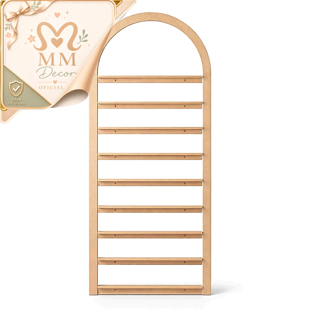 Expositor de Esmaltes MDF de Parede com Arco 10 Prateleiras para Salão de Beleza
