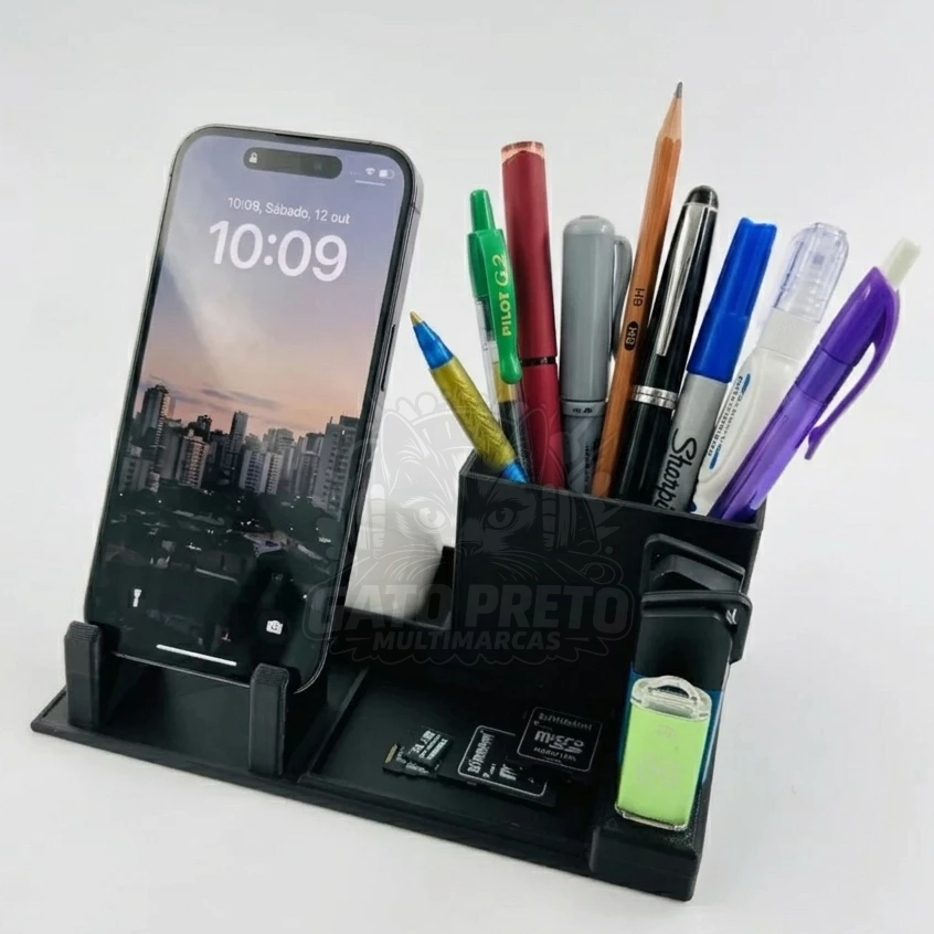 Organizador de Mesa Suporte para Celular Escritório Sala Porta Lápis Caneta Porta Treco