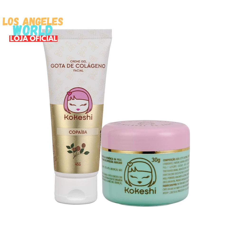 Kit Colágeno Kokeshi Hidratante Creme Facial Pele De Porcelana 30g Milagre do Arroz gota de colageno