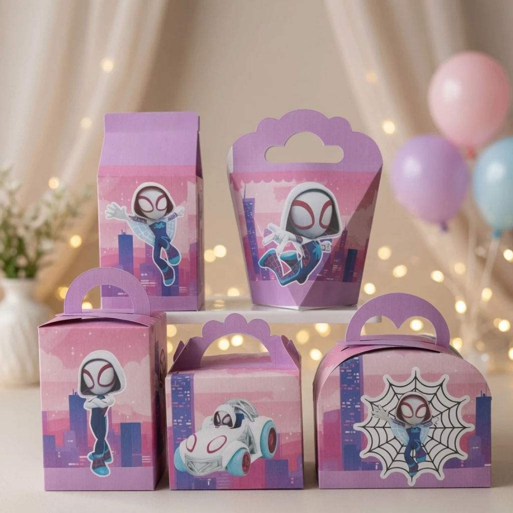 20 CAIXINHAS  SPYDER HOMEM ARANHA ROSA  \ CAIXINHAS PARA FESTAS \ CAIXINHAS LEMBRACINHAS