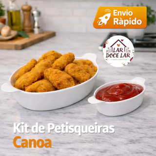 Kit 10 Petisqueiras Canoa 5 Grande/5 Pequena Plástico Branco Frios Amendoim Caldo Petiscos Churrasco