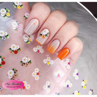 Cartelão Adesivos de Unha Margaridas Flores Pequenas Delicadas Com 60 Unidades Ad33 em Oferta na Shopee
