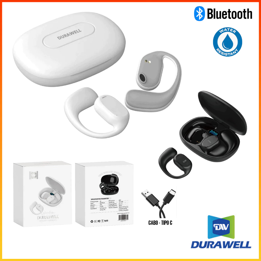 Fone De Ouvido Bluetooth sem fio Condução Óssea  Agua ipx5  Qualidade Premium  Durawell Q1