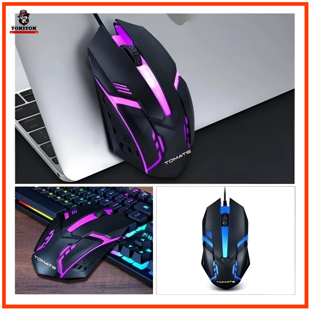 Mouse Óptico Gamer RGB Com Fio MMO-G03 1200DPI  Rato Gamer USB LED Colorido