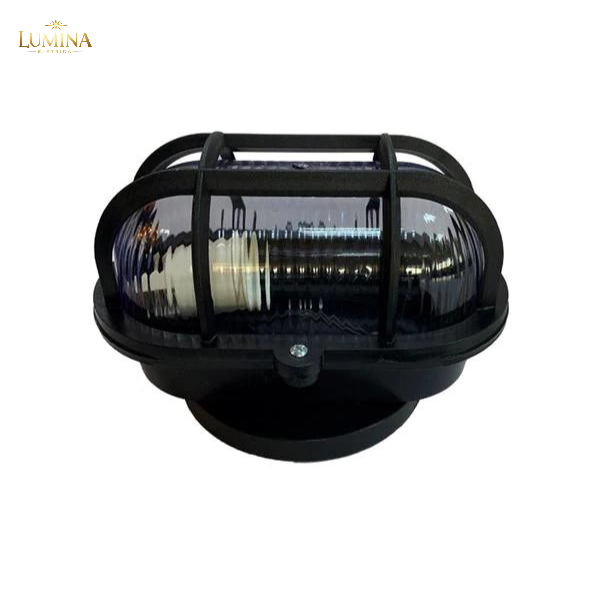 Arandela Tartaruga Oval LED E27 IP65 – Preta – Luminária Externa Parede Bivolt 💡 Lumina elétrica
