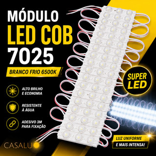 Kit Módulo Injetado Led Superled 7025 Barra Led 3528 Iluminação Para Letreiro 1,5W Lente Cob 6500K