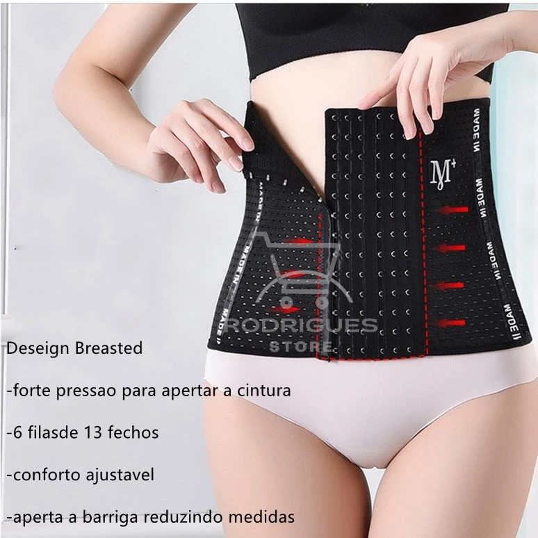 Cinta Modeladora com 6 Ajustes Queima De Gordura CRT M6 Redutora de Medidas Afina Cintura Fitness