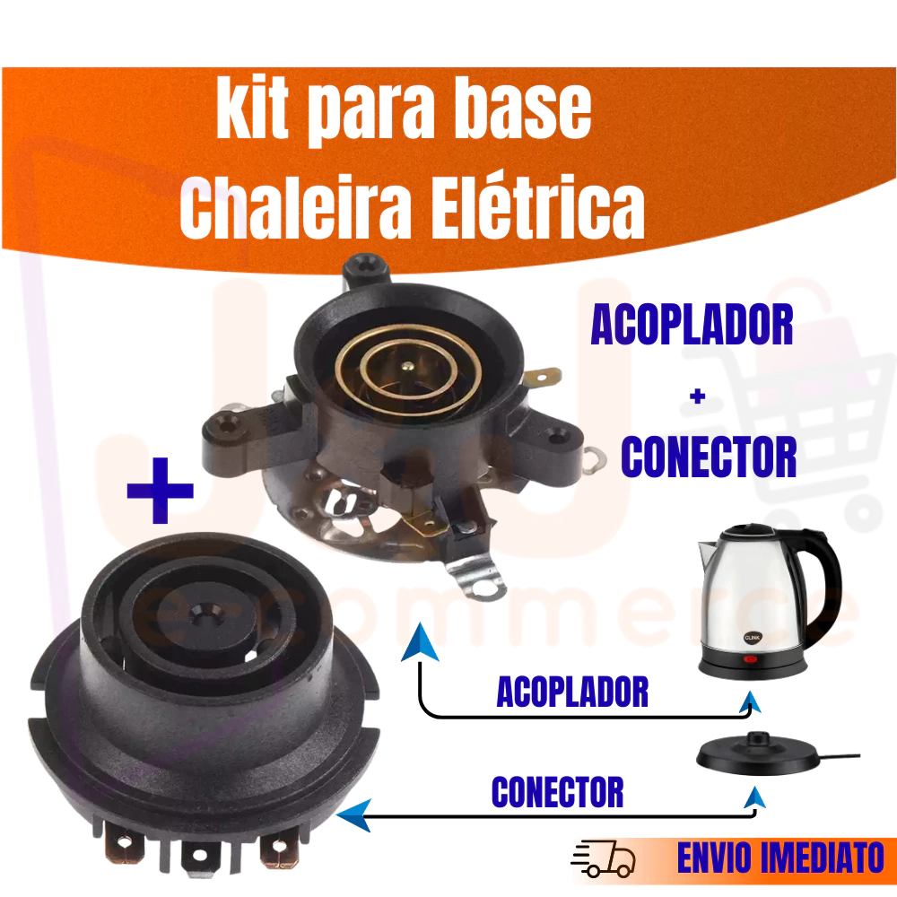 Conector com Acoplador Chaleira Elétrica Universal Bivolt, Borneira e Acoplador/Kit Reparo Acessório