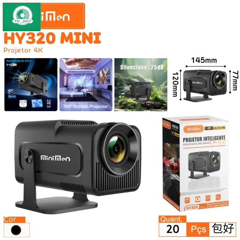 Projetor Hy320 pro Portátil Gys Android Hd 1080 Wifi 4k Hdmi