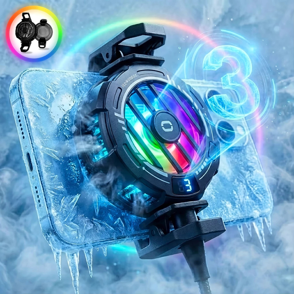 Cooler Gamer para Celular MSR-720 ❄️ Refrigeração Magnética RGB Ultra Rápida Anti Aquecimento. Jogos