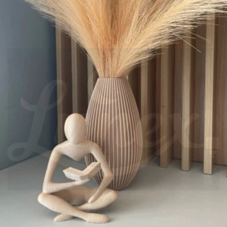 Kit Escultura Leitor + Vaso Decorativo – Ideal para Plantas Artificiais e Arranjos Decorativos