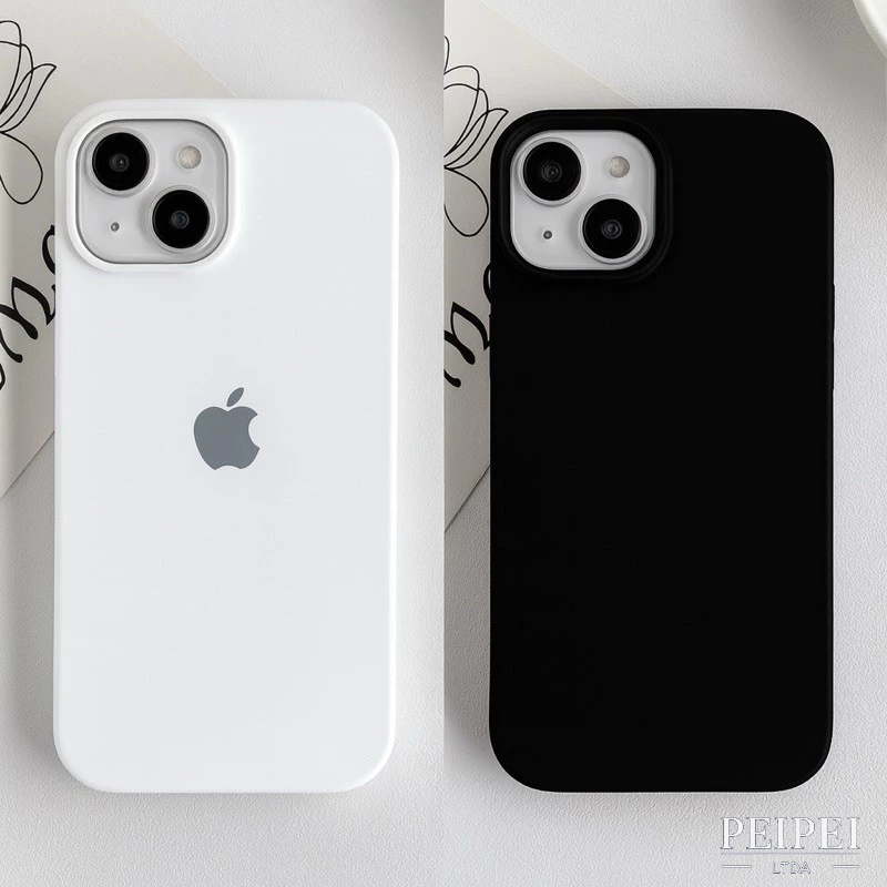 Capa Capinha Silicone Aveludada Premium PRETO BRANCO Para IPhone 11 12 13 14 15 16 17 PRO MAX PLUS