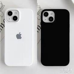 Capa Capinha Silicone Aveludada Premium PRETO BRANCO Para IPhone 11 12 13 14 15 16 17 PRO MAX PLUS