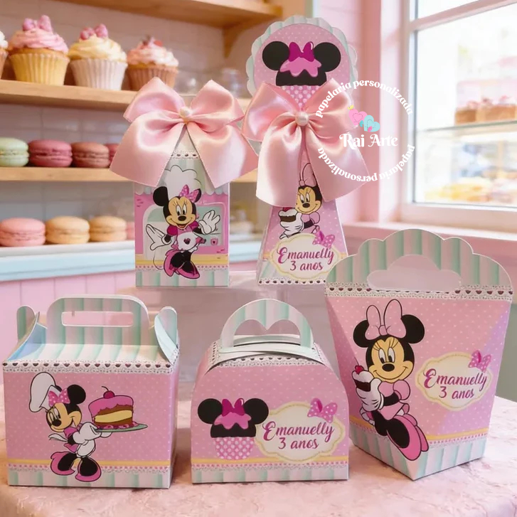 Kit Festa Personalizados Minnie Confeiteira Lembrancinha aniversario Festa infantil Confeitaria da Minnie -PEGUE E MONTE