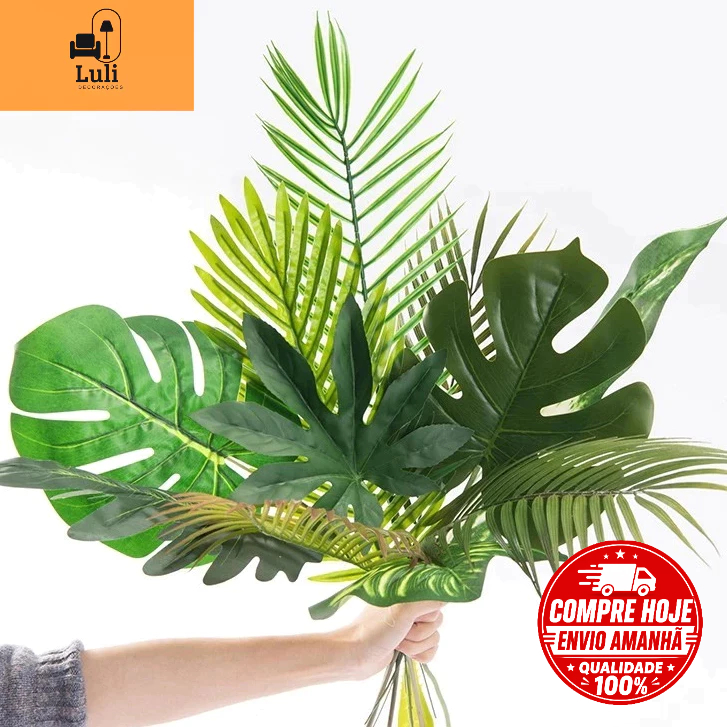 30 pcs Folhas Artificiais SORTIDAS  Verde Planta, Samambaia, Costela de Adão, Decoração, Jardim