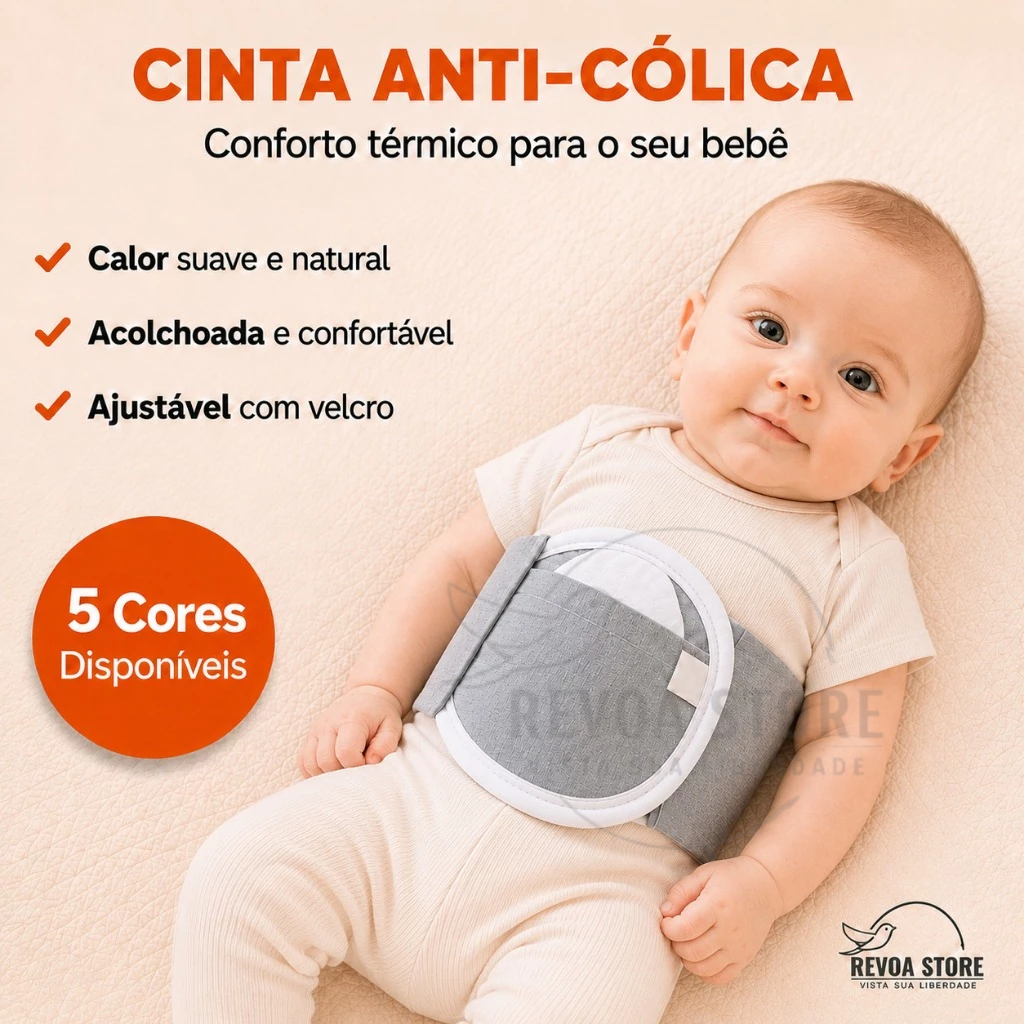 Cinta Anti Cólica Bebê Térmica Natural para Alívio de Cólica Gases Desconfortos