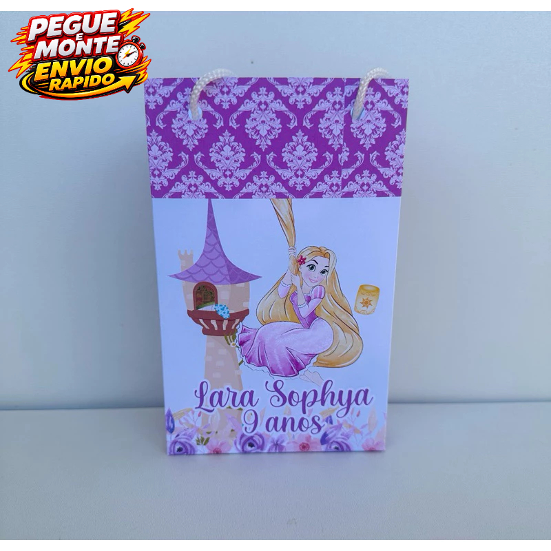 Sacolinha Personalizada Princesa Rapunzel Enrrolados Aquarela PEGUE E MONTE | Personalizados lembrancinhas mimos