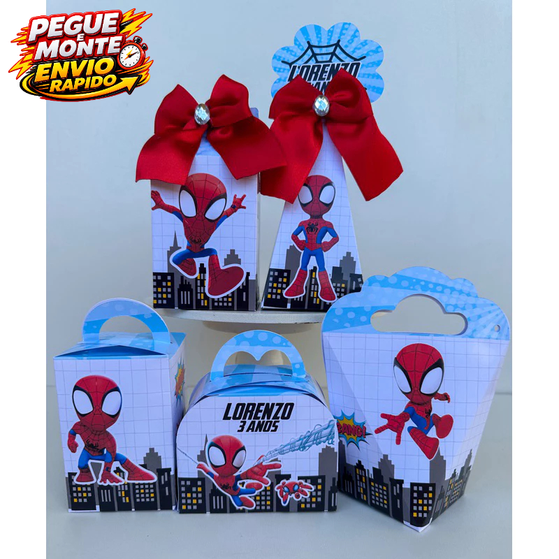 Personalizados Homem Aranha Cute infantil Spider Baby Pegue e monte Lembrancinha Kit Caixinha (Com Nome e Idade)