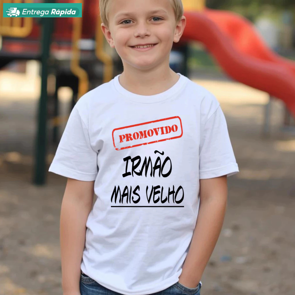 Camiseta Infantil Promovido IRMÃO MAIS VELHO [est. 3 Carimbo]  Chá de bebê ZLprint em Oferta na Shopee