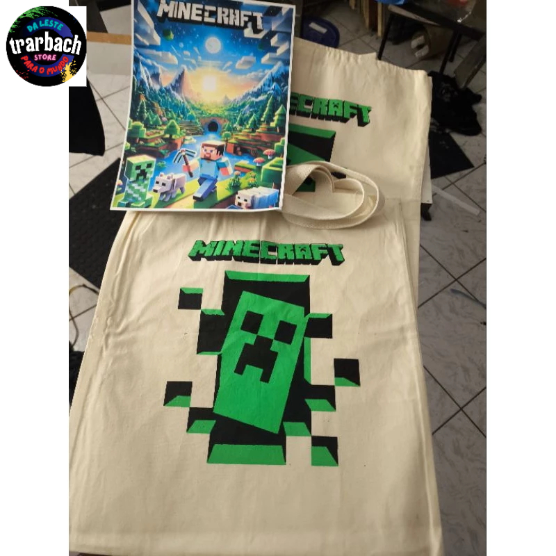 Minecraft bolsa,tote Minecraft, ecobag Minecraft tamanho 35/40
