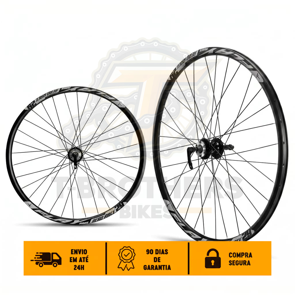 Par de Roda Aro 29 Montada Aero Cubo De Rosca Para Roda Livre Single 6, 7, 8 Velocidades C/ Blocagem