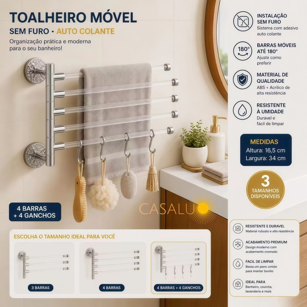 Acessórios Banheiro Cabide Toalheiros Organizador Cromado Transparente Porta Toalha Suporte Lavabo