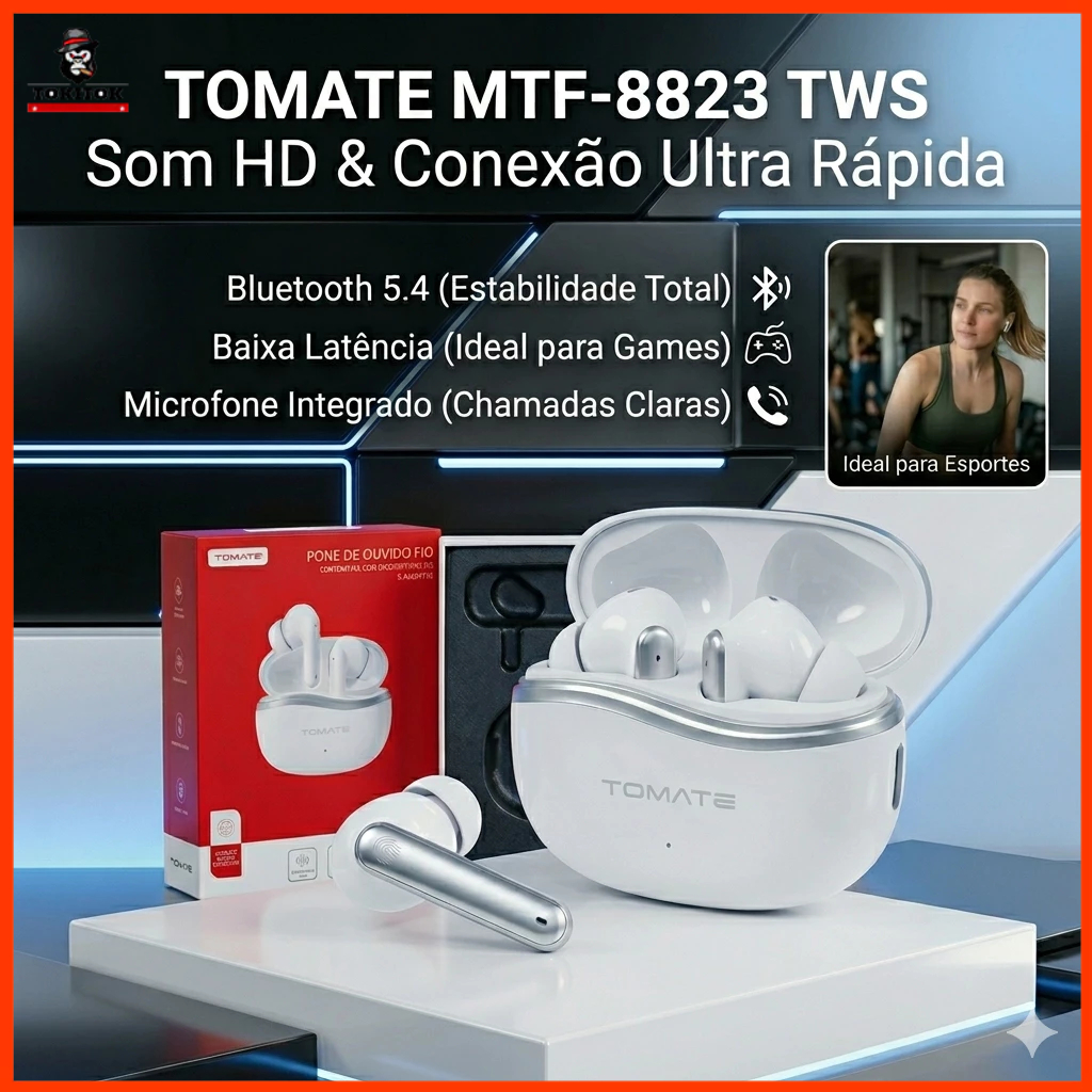 Fone de Ouvido Bluetooth TWS 5.4  Sem Fio com Microfone | Estojo de Carregamento, Som HD e Baixa Latência
