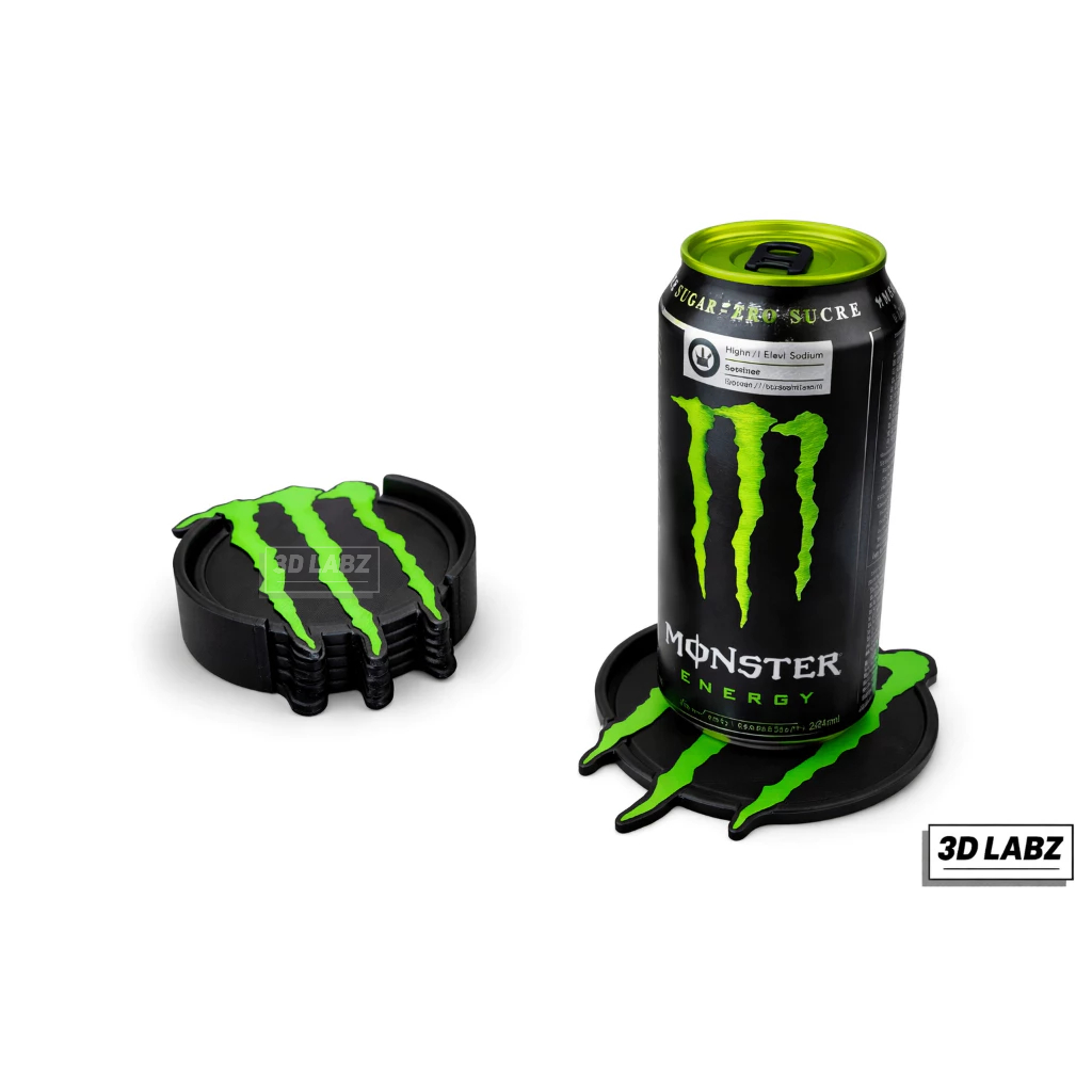 Kit 4 Porta Copos Monster Energy Descanso de Copo Tema Energético | Monster Energy |