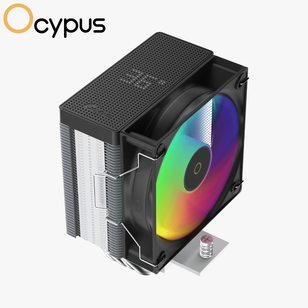 Air Cooler Ocypus Gamma A40 ARGB Digital Preto/Branco com Display De Temperatura TDP 200W 4 Heat Pipes AMD AM4 AM5 Intel