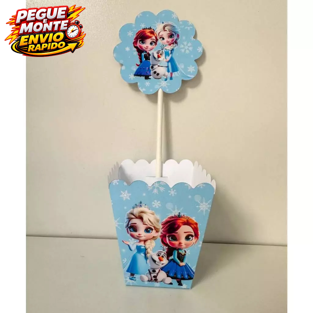 Centro de mesa Frozen Cute Baby Cachepo Personalizado Enfeite de mesa Bingo festa infantil Caixinha Lembrancinha