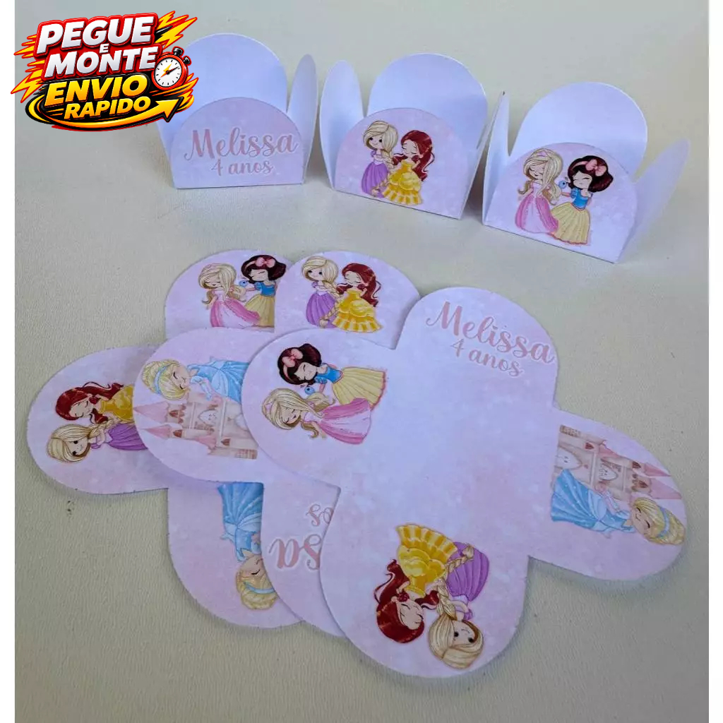 Forminha de Doces Princesas Cute Aquarela Personalizada Com Nome e Idade /Lembrancinha /Aniversário Forminha Brigadeiro