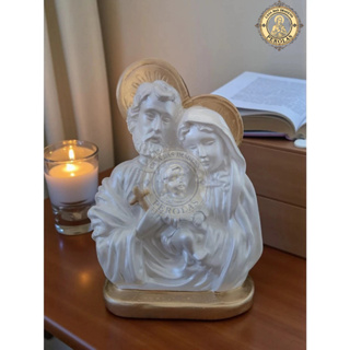 imagem busto sagrada familia 18 cm gesso perola e dourado presente de casamento proteção decoração religiosa fé em Oferta na Shopee