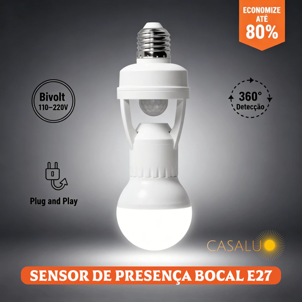 Kit 1-4 Sensor De Movimento Para Lâmpada Soquete Bocal E27 c/ Sensor De Presença Bivolt Max 60W