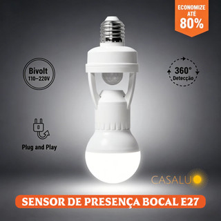 Luminária Sensor De Movimento Para Lâmpada Soquete Bocal E27 c/ Sensor De Presença Bivolt Max 60W