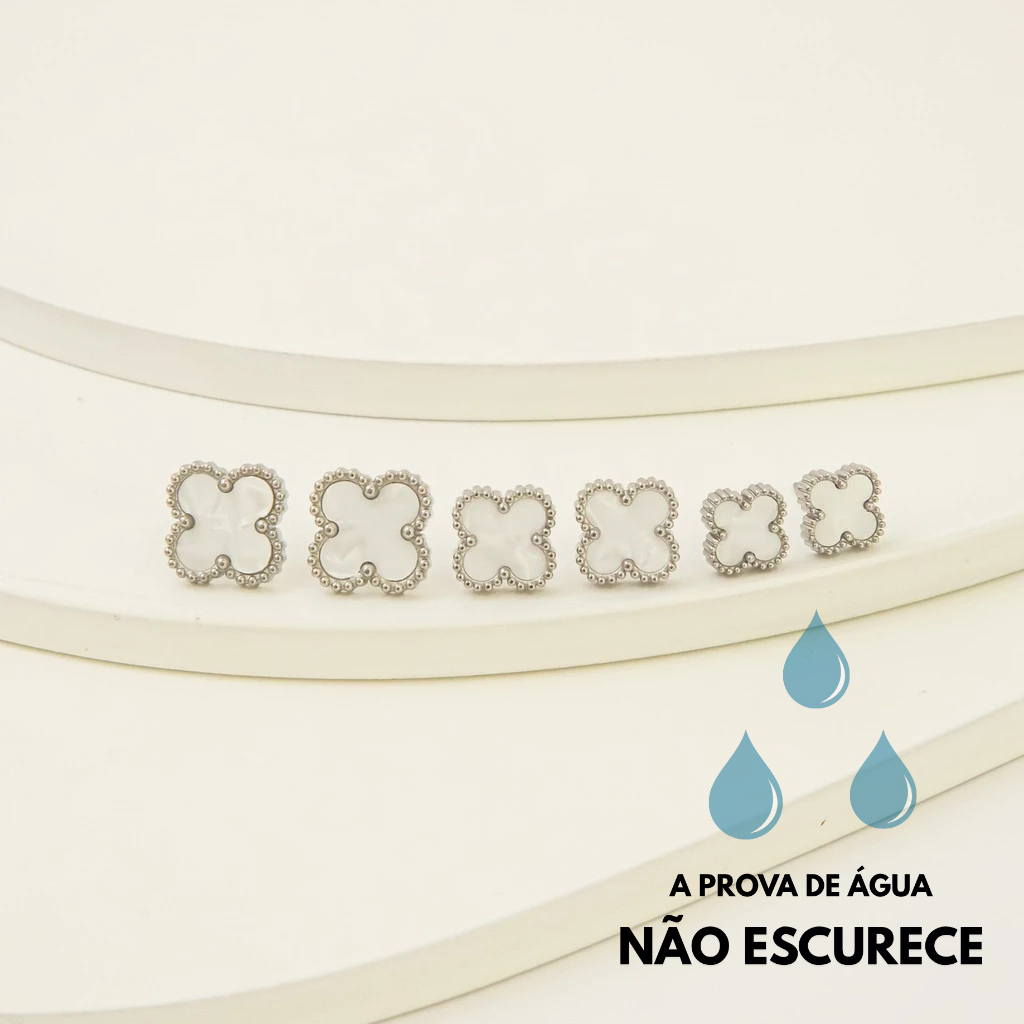 Brinco Trevo Aco Inoxidavel Antialergico Nao Escurece Luxo Elegante Tendencia Joia