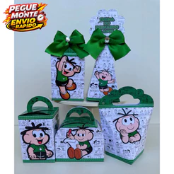 Personalizados Cebolinha Turma da Monica Pegue e Monte Lembrancinha Caixinha Kit Festa (Com nome e idade)