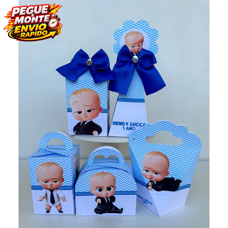 Kit Personalizados O Poderoso Chefinho Azul Pegue e Monte Lembrancinha Caixinha Kit festa (Informe Nome e Idade o Chat)