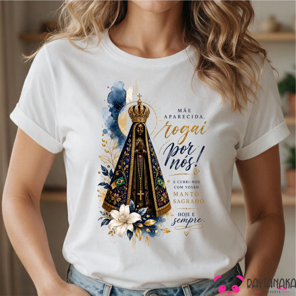 Camiseta T-Shirt Feminina Nossa Senhora Aparecida | Camiseta Católica