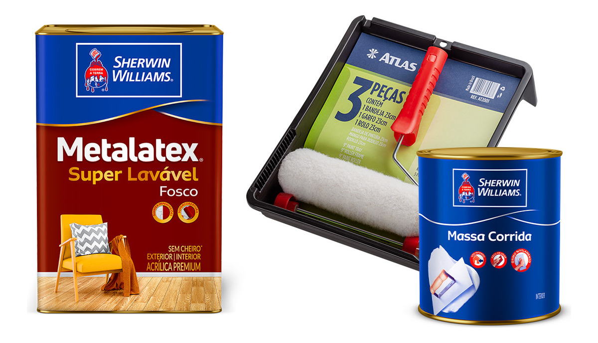 Kit Tinta Acrílica Branca Fosca Lavável Metalatex + Brindes em Oferta na Shopee