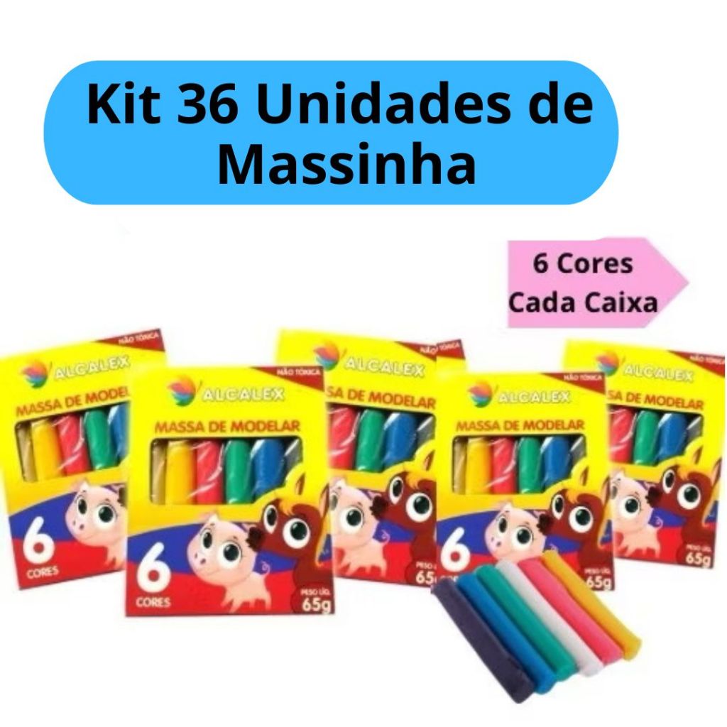 Kit 36 Unidades de Massinha de Modelar 6 Caixinhas 65g cadaLembrancinha Criança Aniversário em Oferta na Shopee