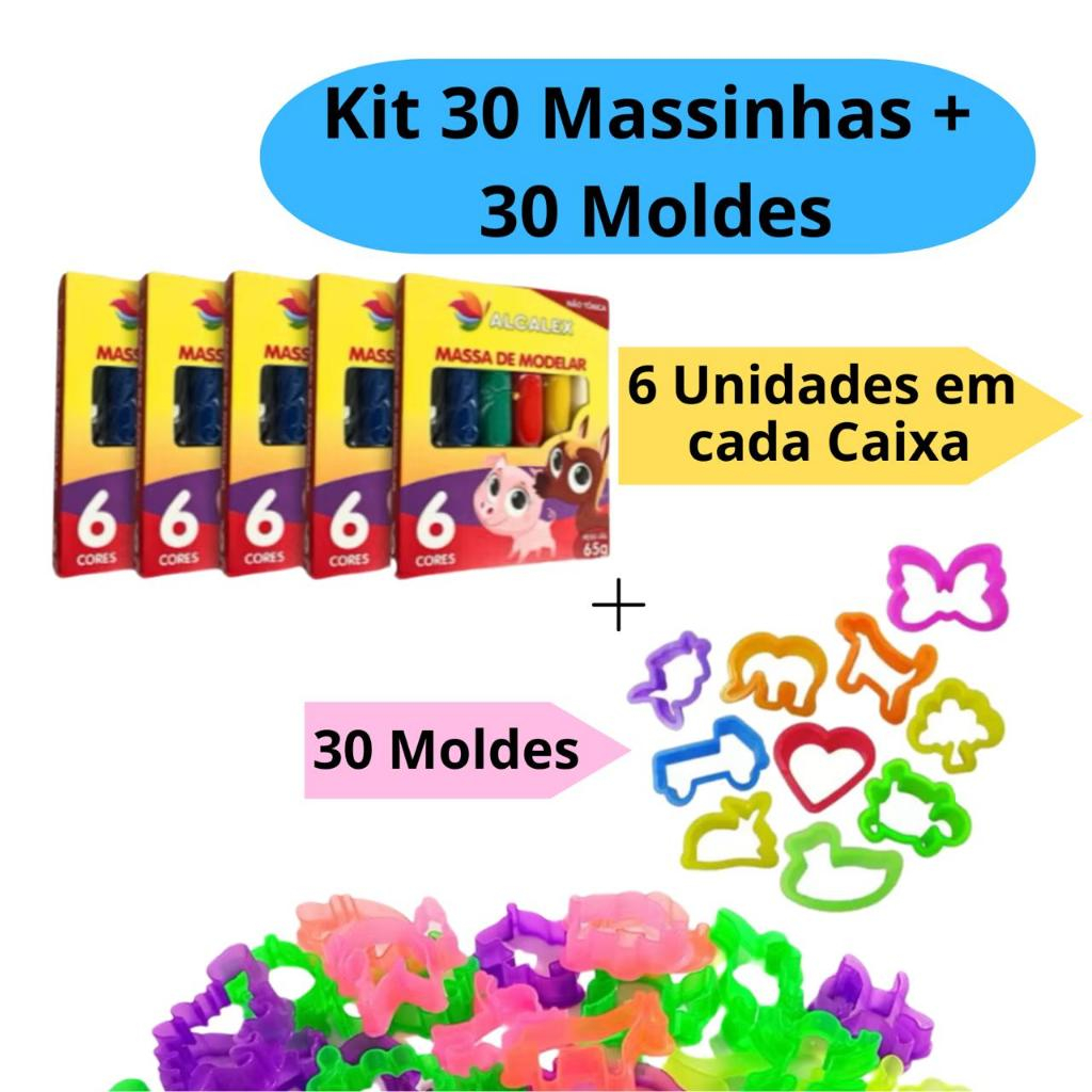 Kit 30 Unidades de Massinha de Modelar + 30 Cortador Forminha Molde Festa Lembrancinha Criança Aniversário em Oferta na Shopee