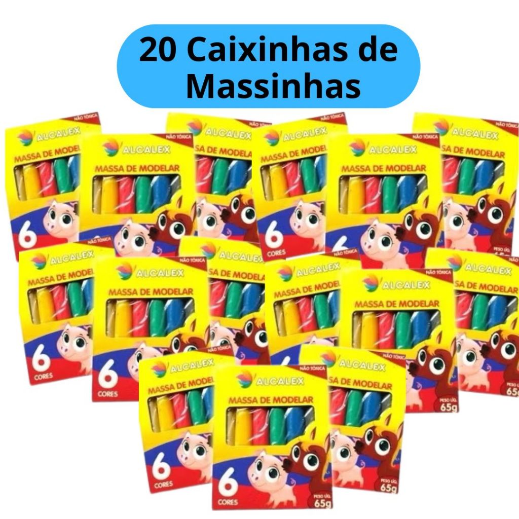 Kit 20 Unidades Massinha de Modelar 65g cada Lembrancinha Festa Aniversário em Oferta na Shopee