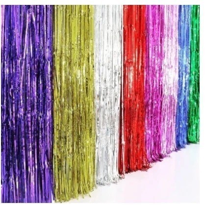 Kit Cortina Metalizado para Festa Painel Decoração 1mx2m Fita Metalizada Várias Cores