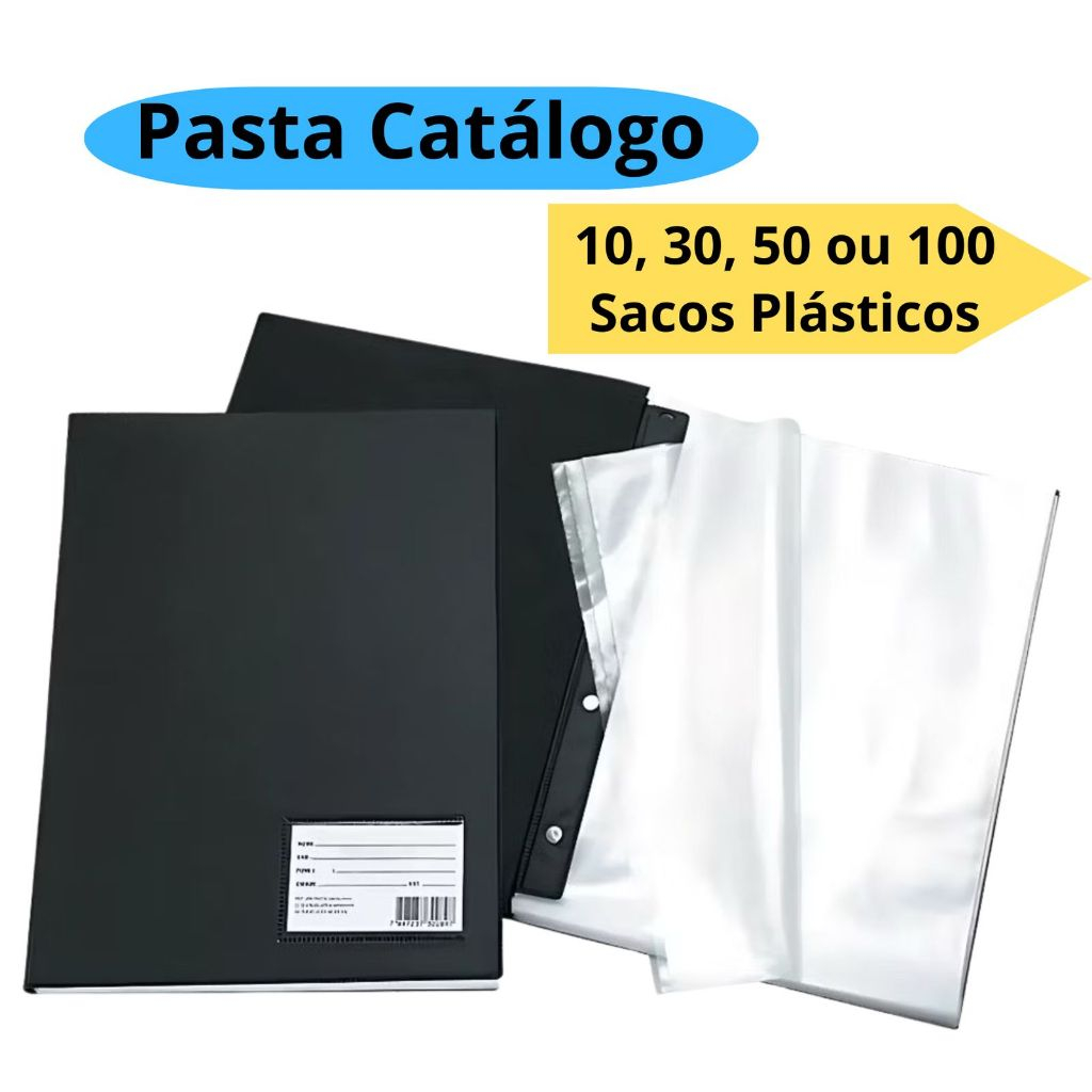 Pasta Catalogo 10, 30, 50 e 100 Sacos Plásticos Para Hino Cardápio Escolar ACP em Oferta na Shopee
