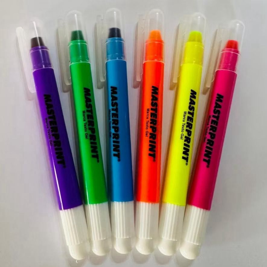 Kit 6 Caneta Marca Texto Gel Rosa Amarela Laranja Verde Azul Folhas Finas Masterprint em Oferta na Shopee