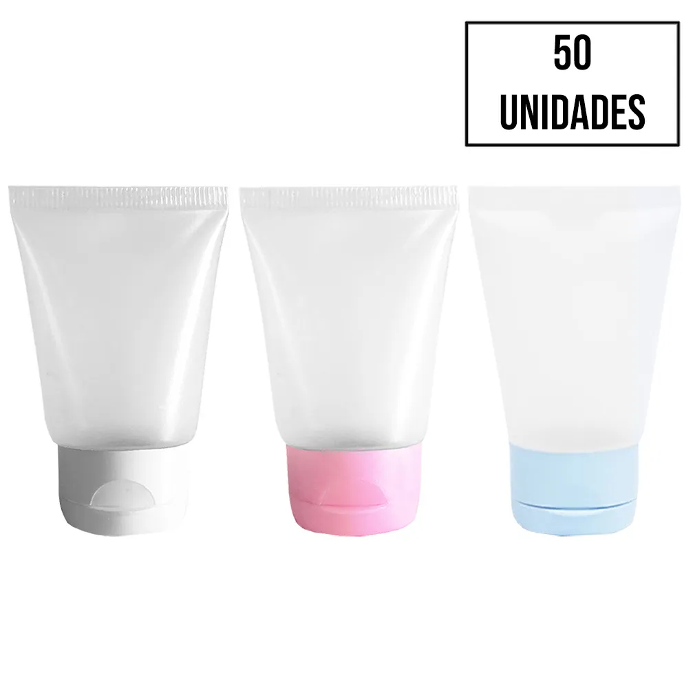 Bisnaga 30ml com Tampa Colorida Lembrancinha Festa Infantil Viagem Cosmético Álcool Gel Creme